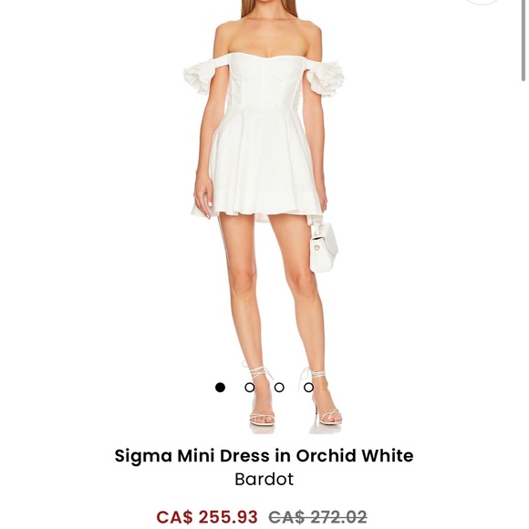 Bardot Sigma Mini Dress White Off Shoulder Floral - Picture 3 of 4